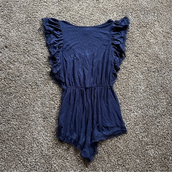 L Space Navy Romper with Flutter Sleeve - Picture 2 of 4
